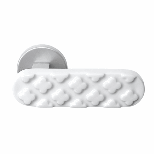 Paire de Poignées de Portes Trèfles Porcelaine Blanc