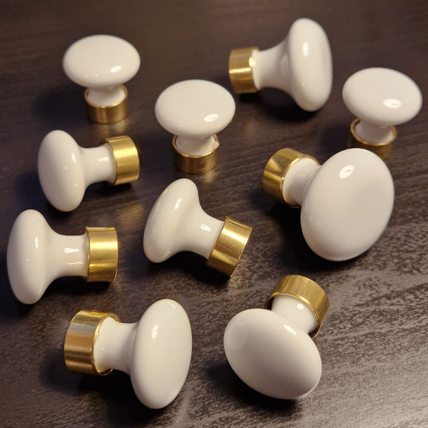 Bouton de meuble Danaé Porcelaine Base or