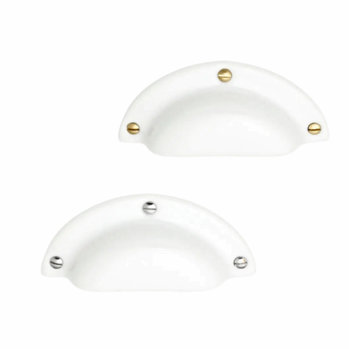 Poignée de meuble Coquille Hugo Porcelaine avec vis