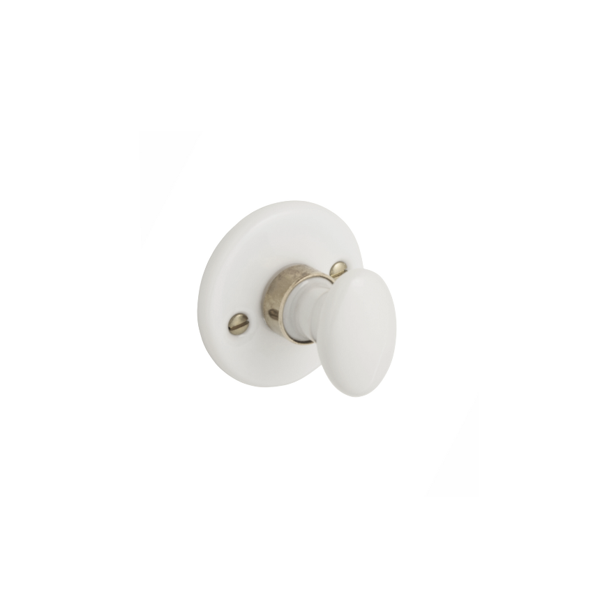 Paire de Boutons de Portes Dolly Porcelaine de Limoges Blanc Nickel