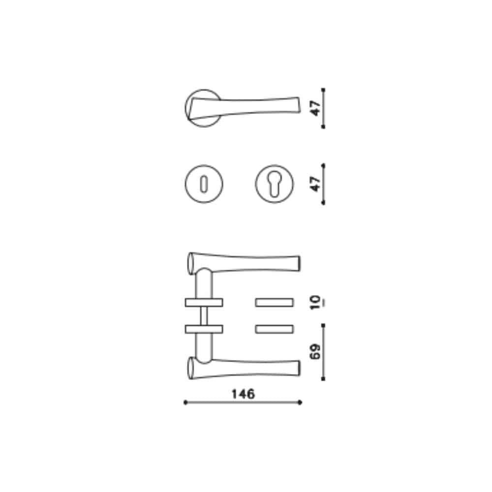 Paire de Poignées de Portes V. Magistretti