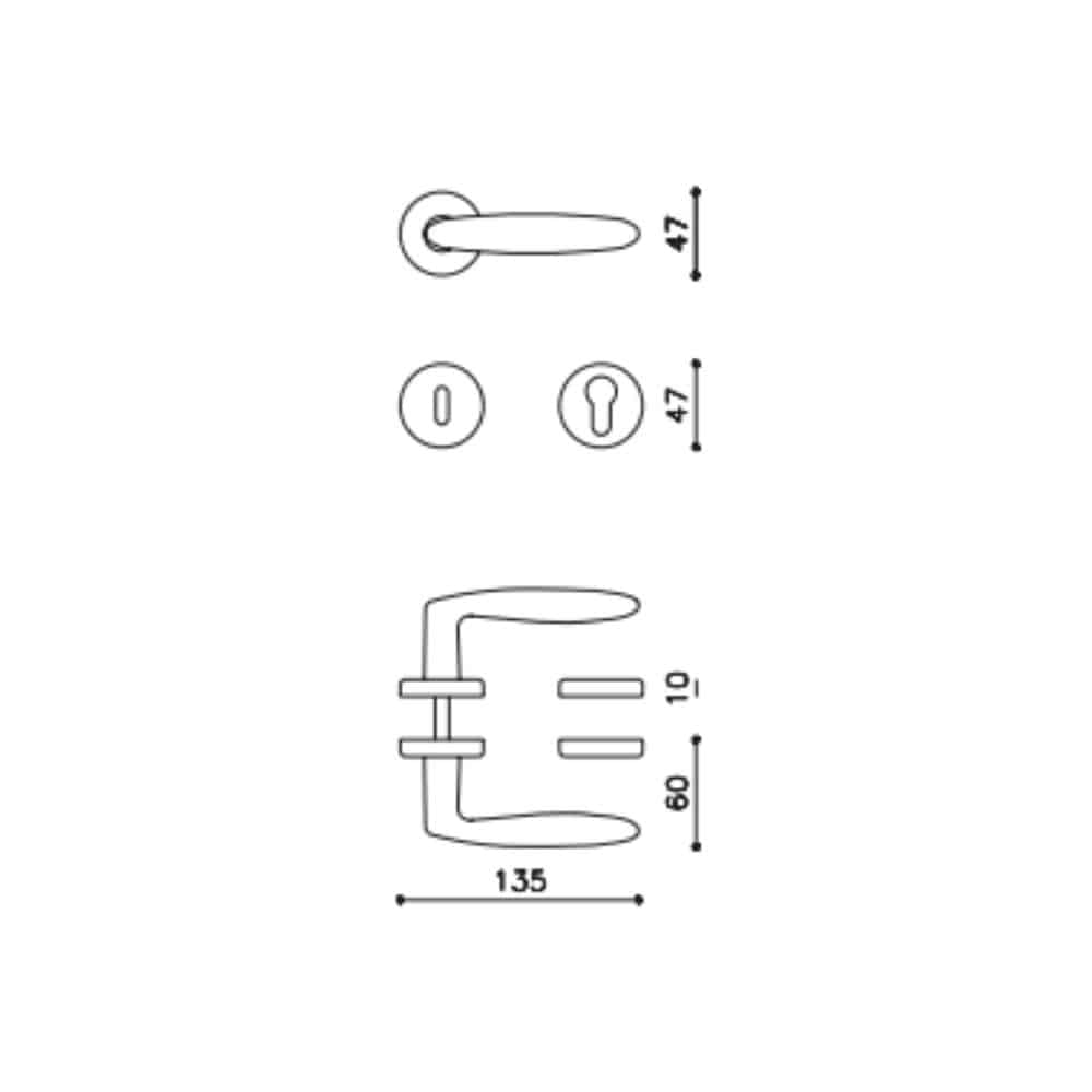 Paire de Poignées de Portes Flaminia