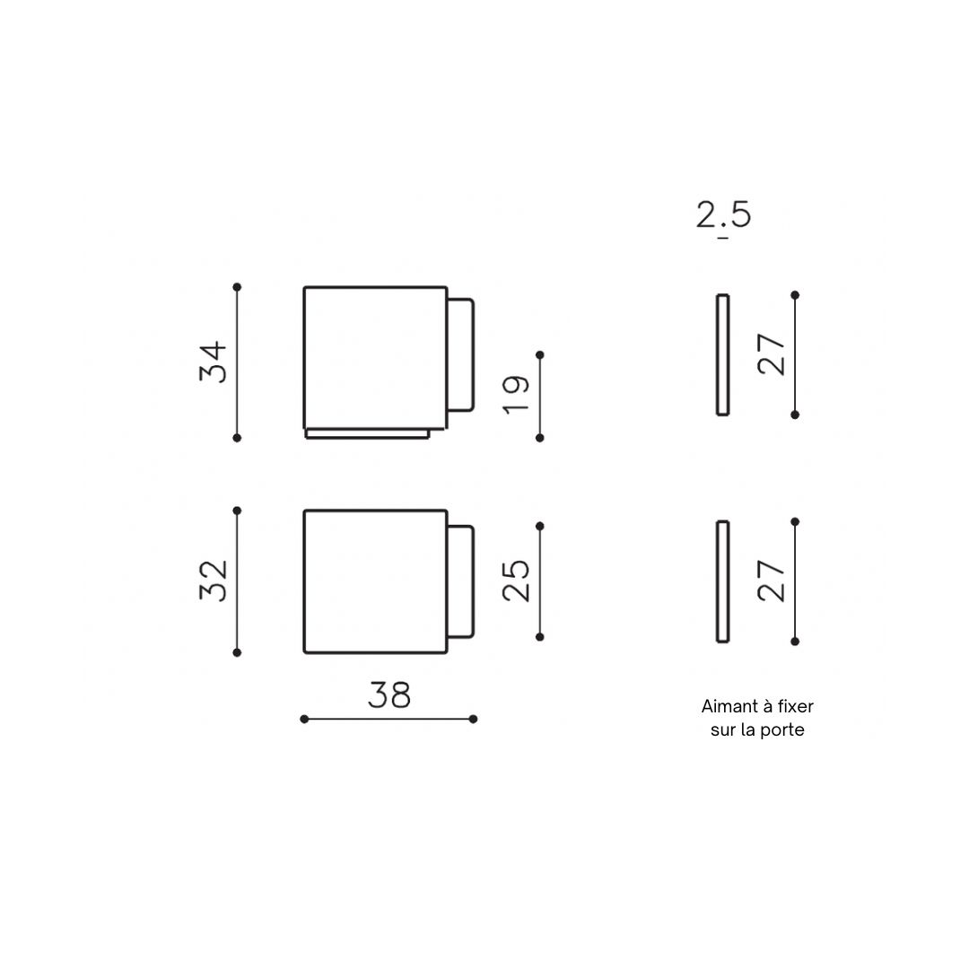 Butée de porte Aimantée carrée 34 mm