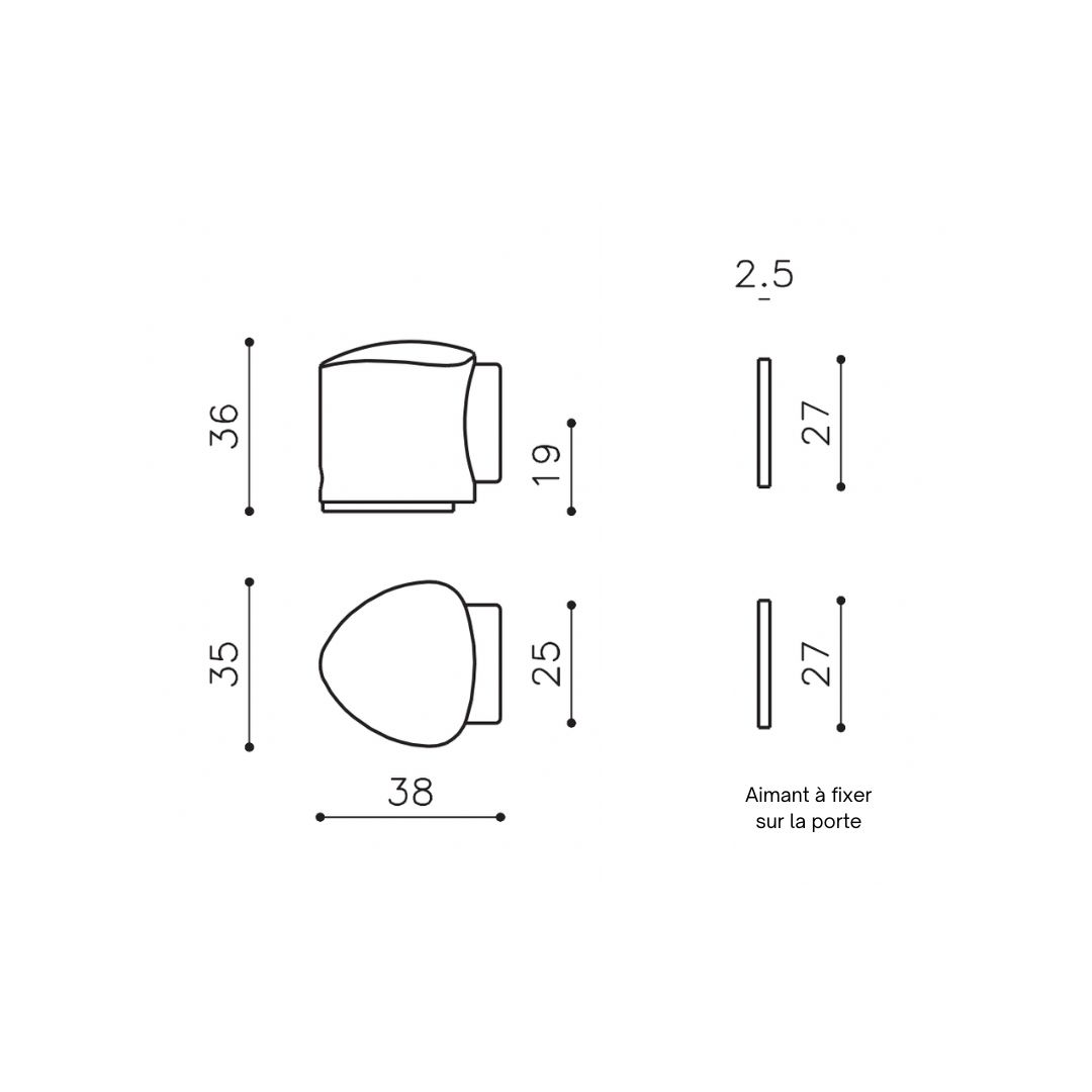 Butée de porte Aimantée Dulce 36 mm Laiton