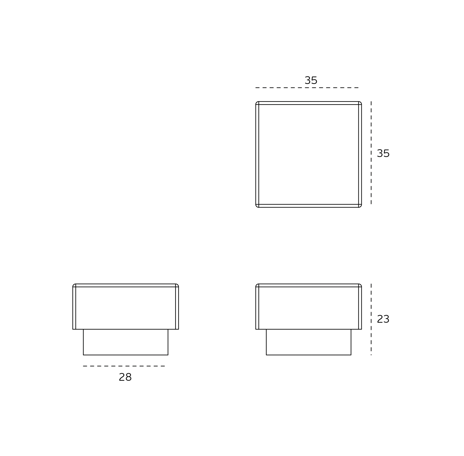 Butée de porte carrée Inox mat 23 mm