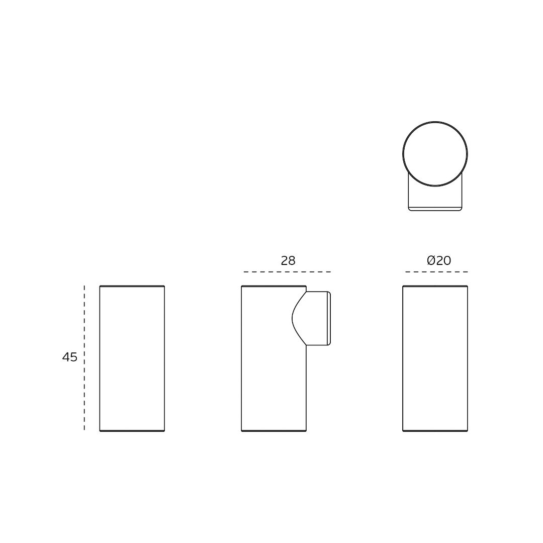 Butée de porte Inox mat 45 mm Coudée