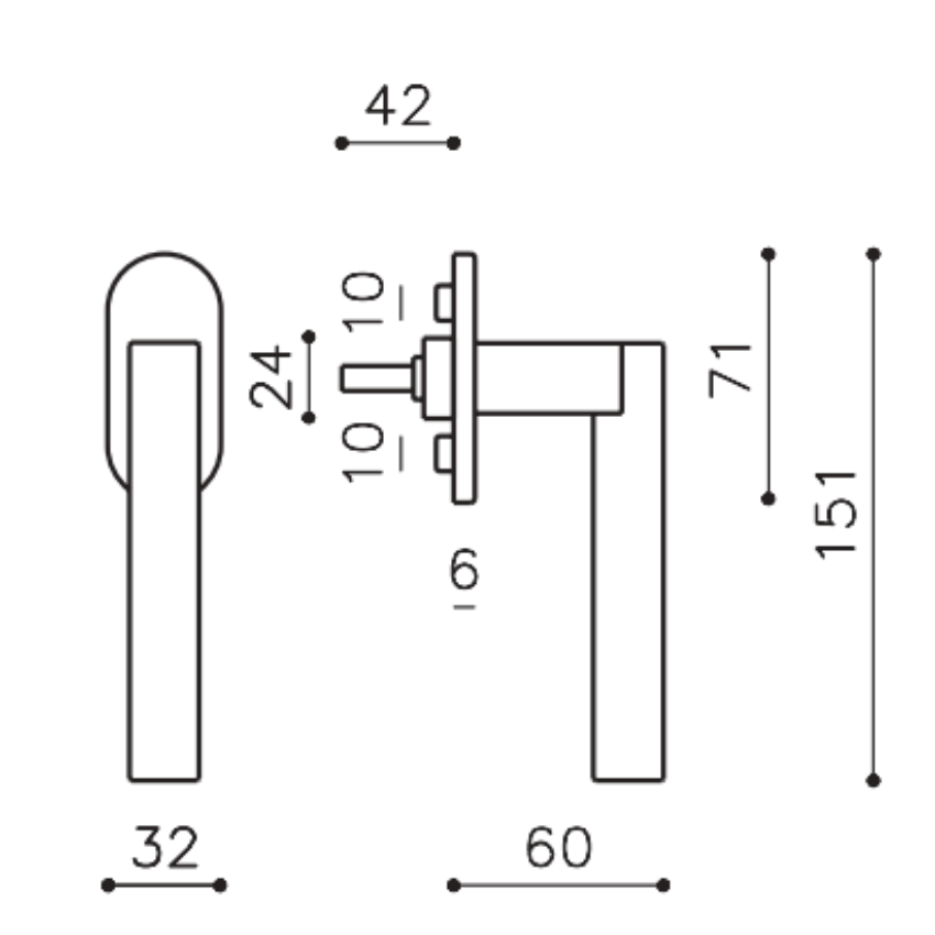 Poignée de fenêtre L Euclide Novelletto