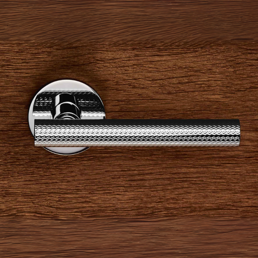 Paire de Poignées de Portes Atena Guilloché Cranté