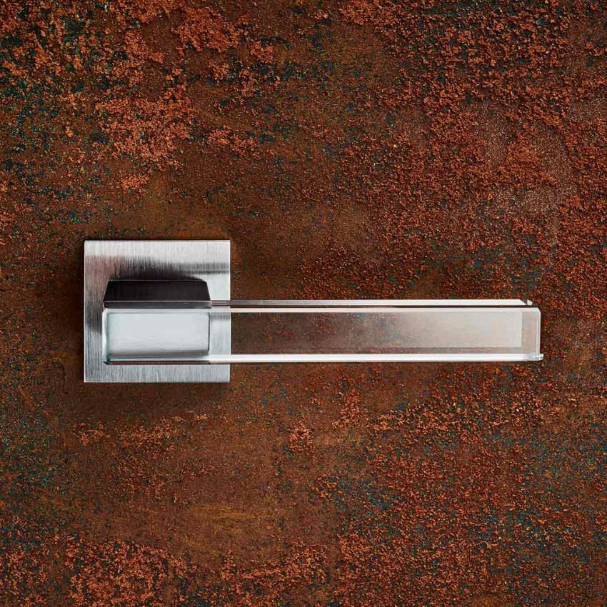 Paire de Poignées de Portes D. Perrault Cristal et Laiton