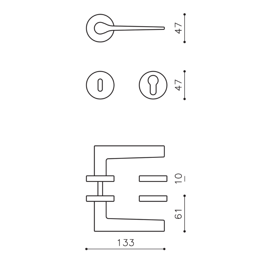 Paire de Poignées de Portes Gio Ponti Rosaces épaisses