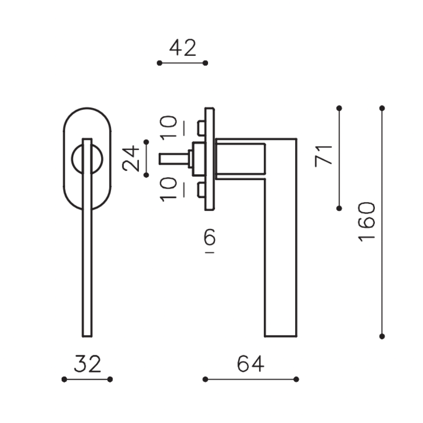 Poignée de fenêtre L R. Koolhaas