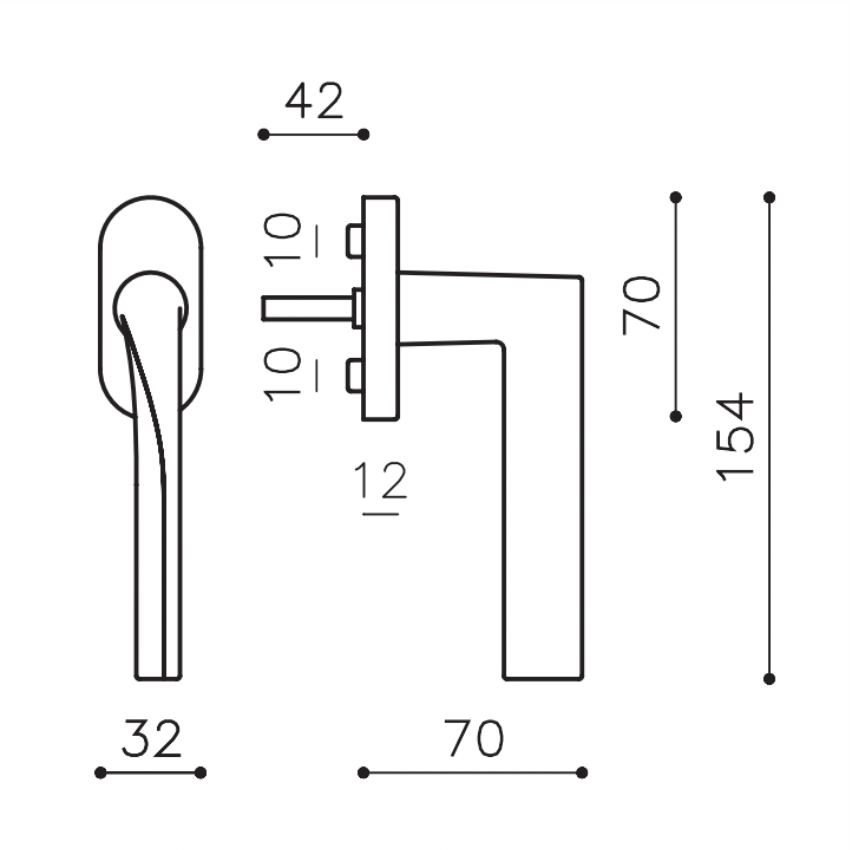 Poignée de fenêtre L T. Ito