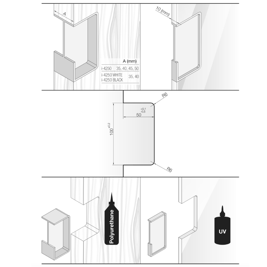 Poignée encastrée Inox mat 100 mm