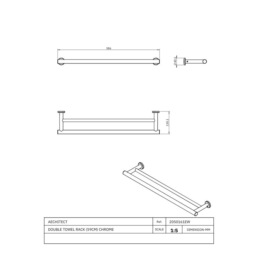 Porte-serviette Double Erin Chrome Brillant