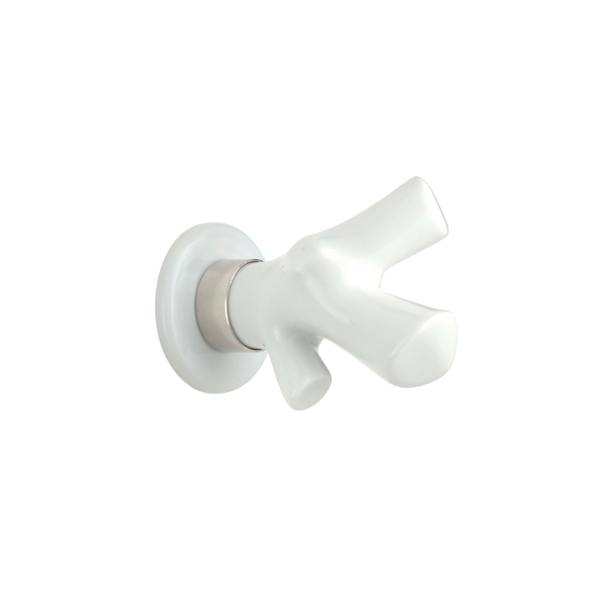 Paire de Boutons de Portes Dolly Porcelaine de Limoges Blanc Nickel