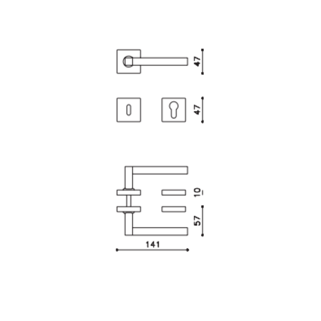 Paire de Poignées de Portes A. Mendini carré
