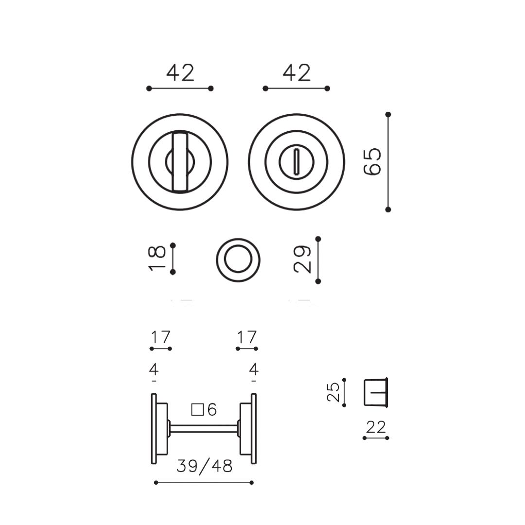 Poignée de porte encastrée Dorothée Condamnation Ø48 mm