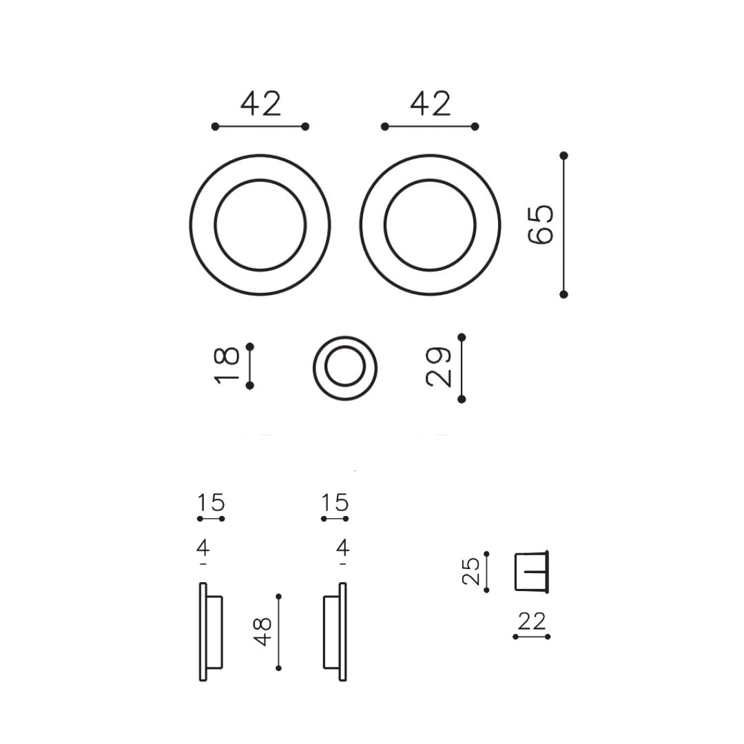 Poignée de porte encastrée Dorothée Ø48 mm