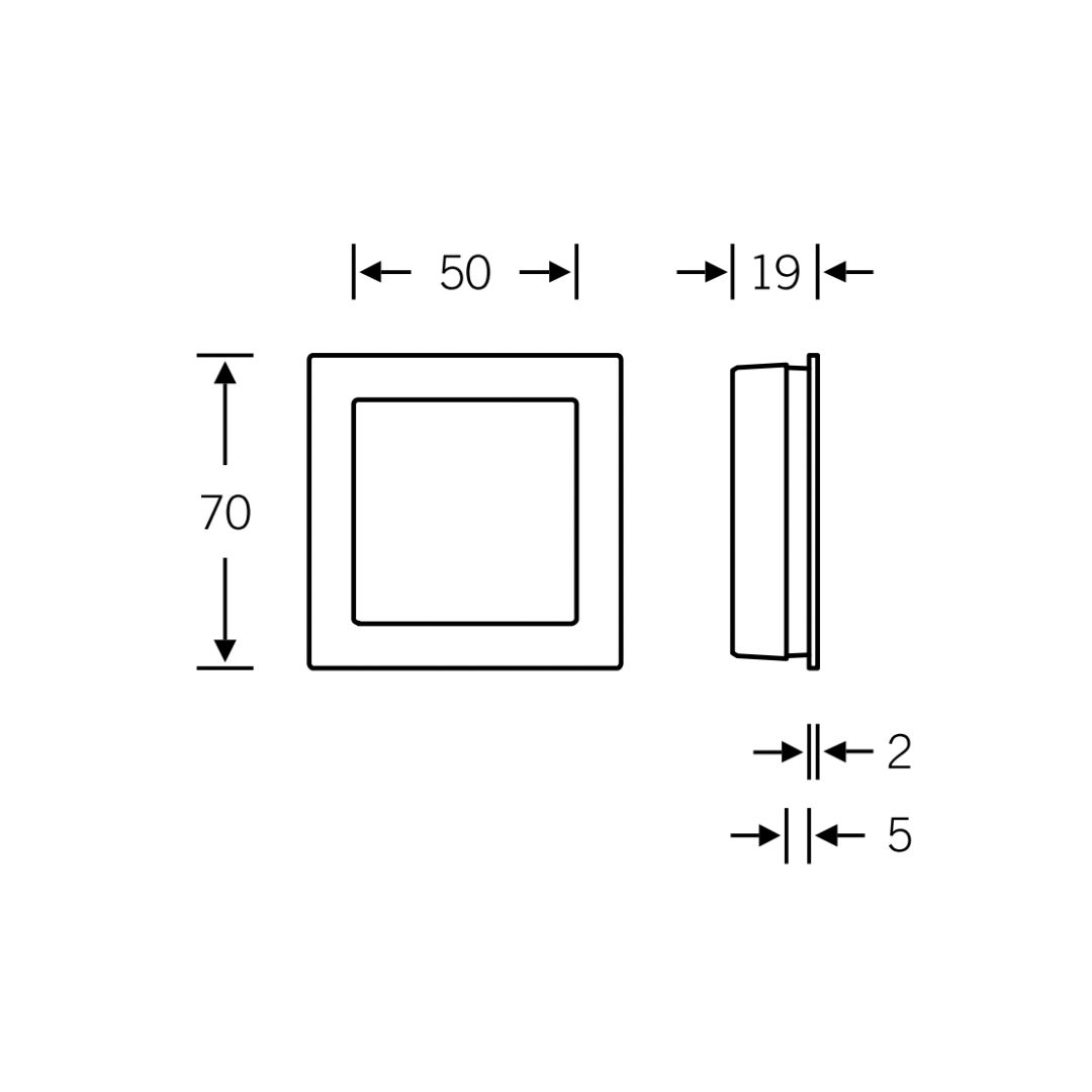 Poignée encastrée à volet carré 70 mm
