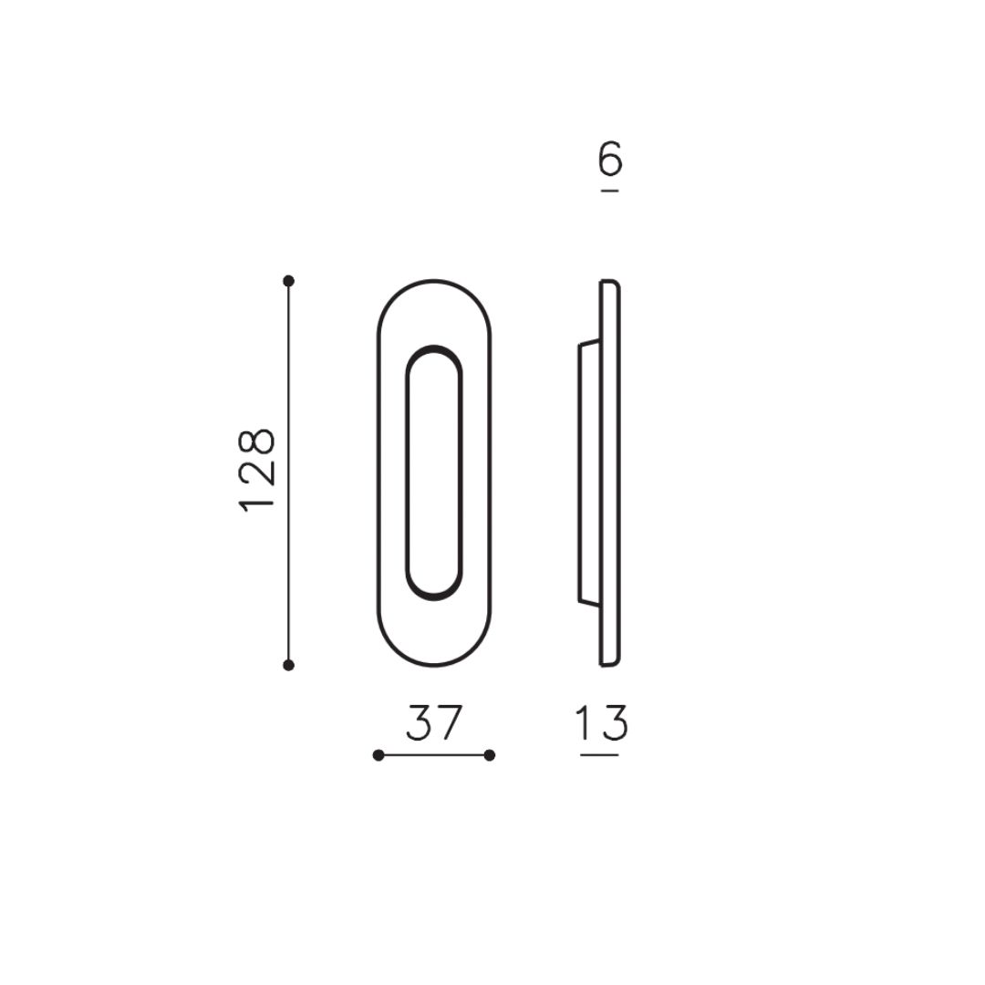 Poignée encastrée Ovale 128x37