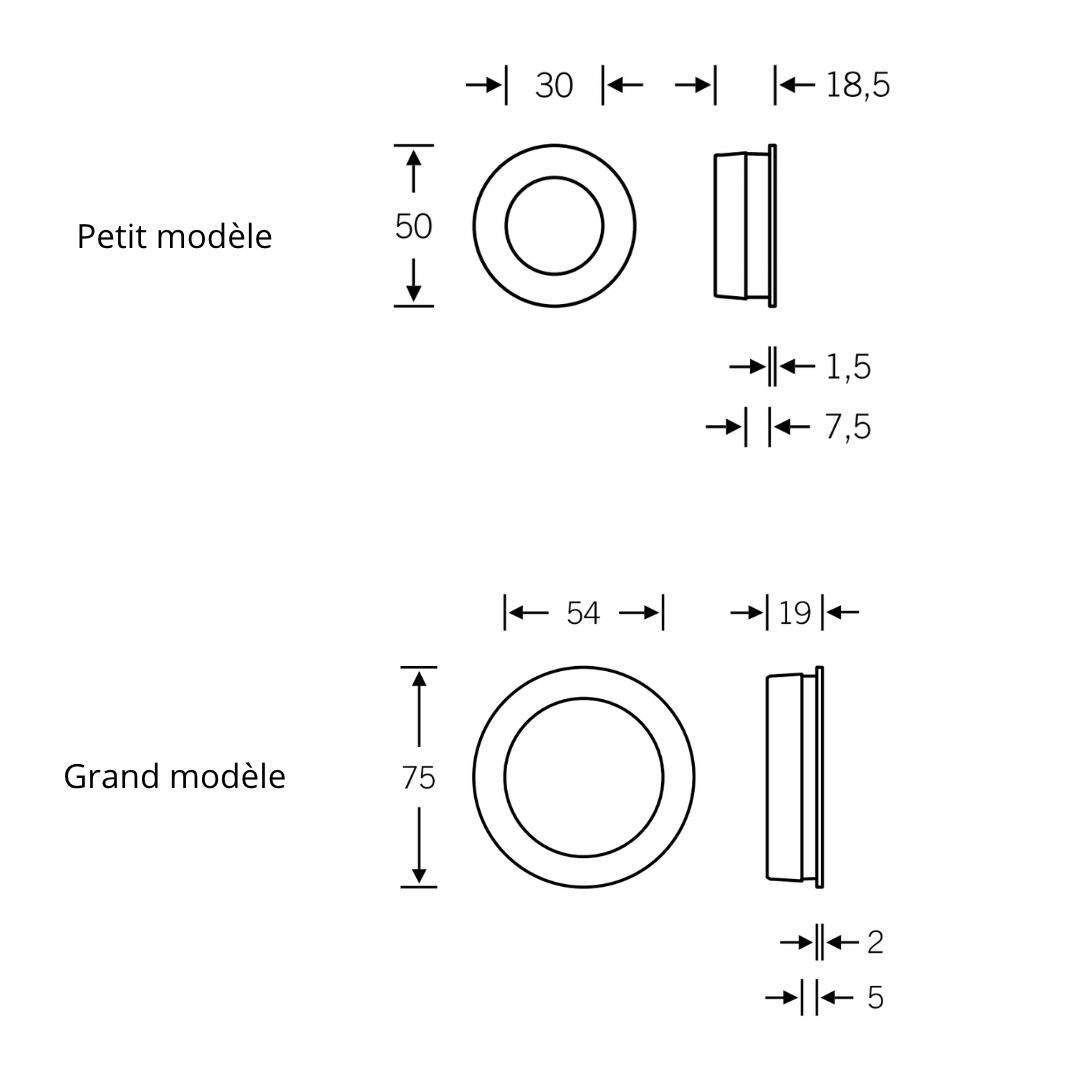 Poignée encastrée ronde à volet Lida