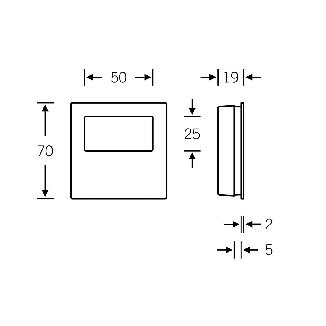 Poignée encastrée semi-ouverte 70 mm