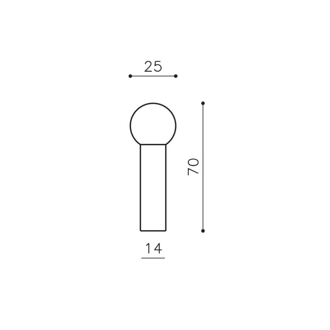 Butée de porte Boule murale 70 mm Laiton