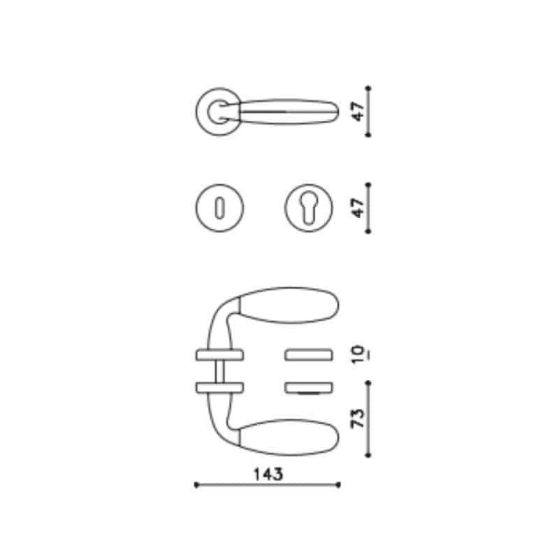Paire de poignées de portes Magistretti Chrome Cuir Marron