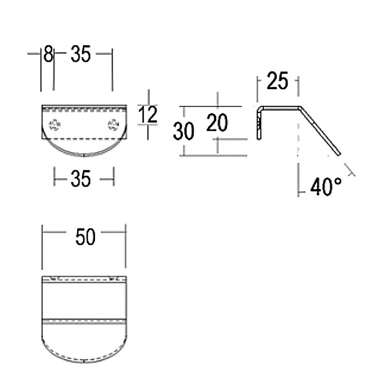 Poignée de tranche arrondie Laiton