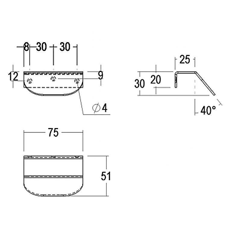 Poignée de tranche arrondie Laiton