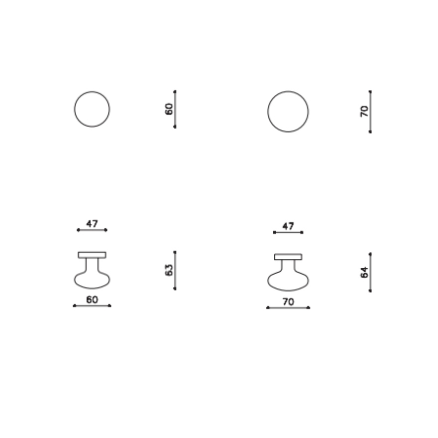 Bouton fixe de porte Edison Laiton massif