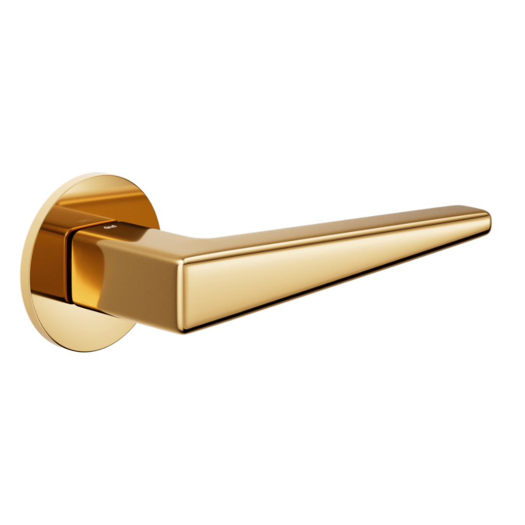 pair of bright gold cloé handles in modern brass design