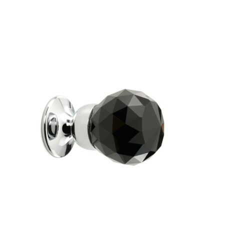 Bouton de meuble Hilaire Chrome en Verre Noir taillé facetté Bouton de meuble Hilaire Chrome en Verre Noir taillé facetté