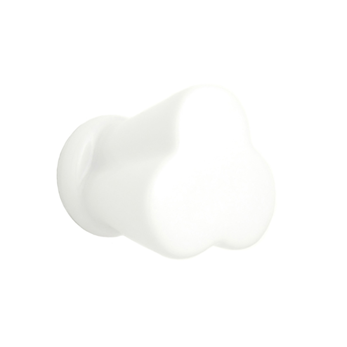 Bouton de meuble Trèfle Porcelaine Blanc