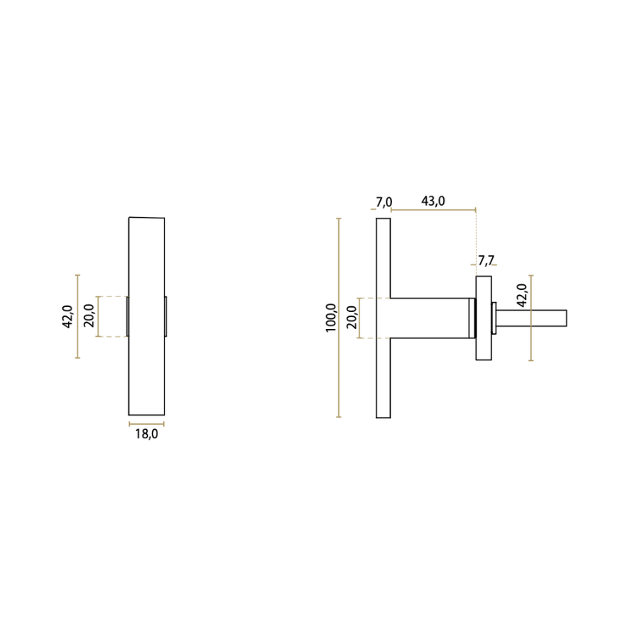Paire de Boutons de Portes Verve Rectangulaires Laiton massif