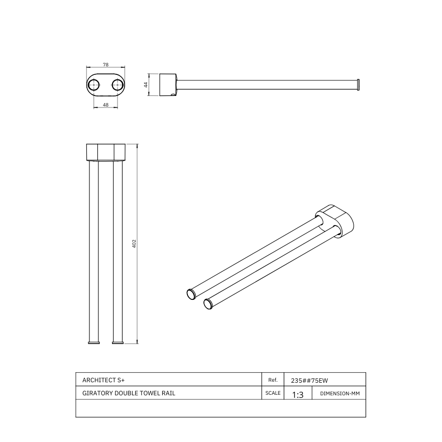 Porte-serviette Double Pivotant Edmé