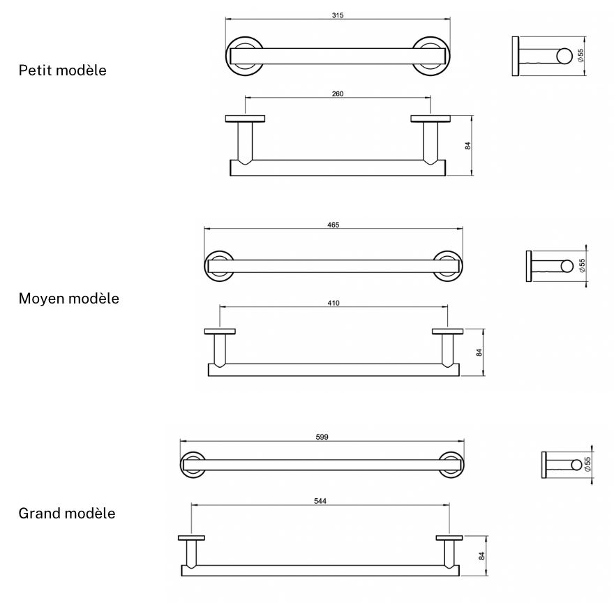 Porte-serviette Edmé Simple Chrome Brillant