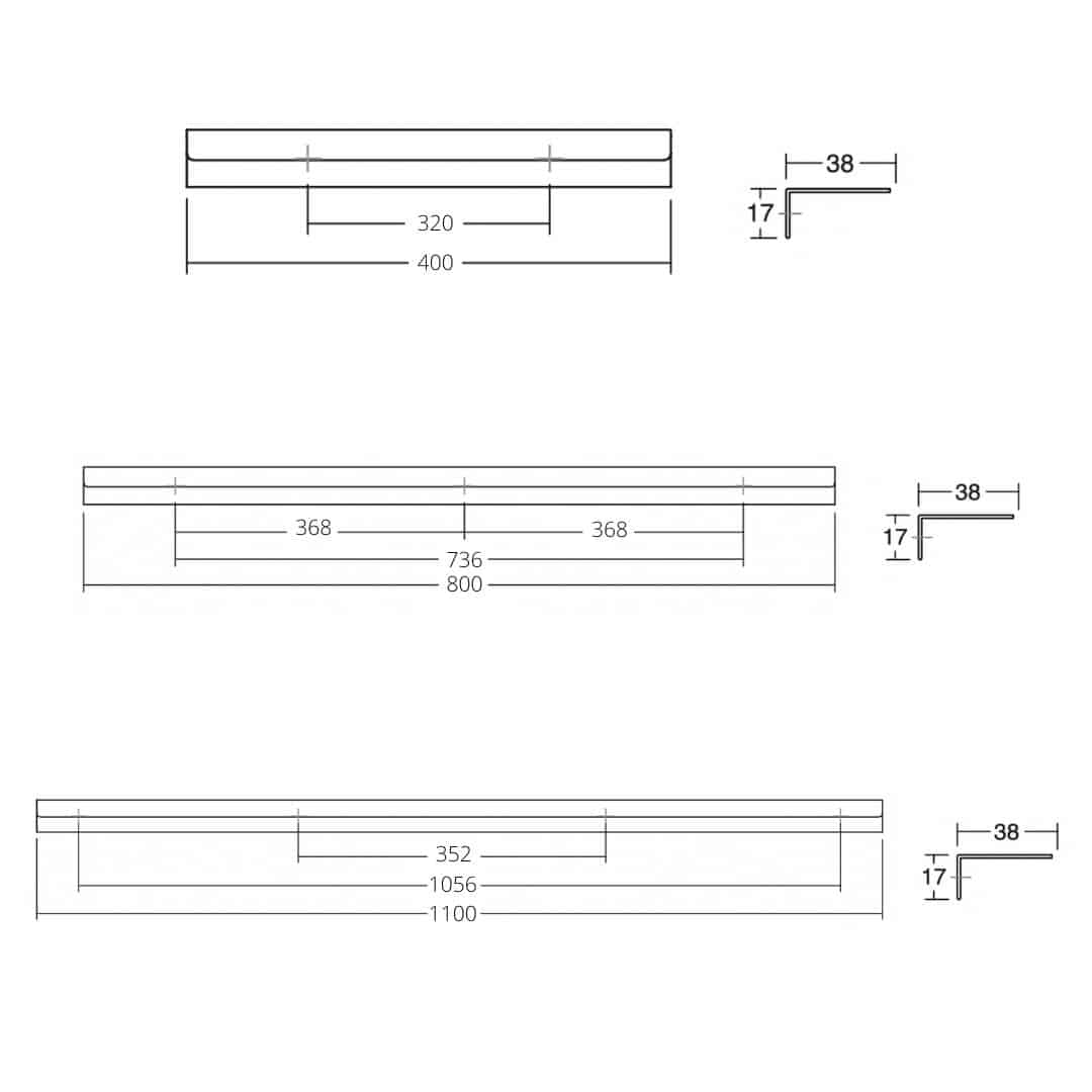 Poignée de tranche Nathan Aluminium