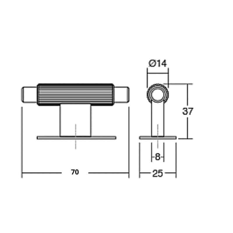Schéma bouton de meuble grenade plaqué aspect inox