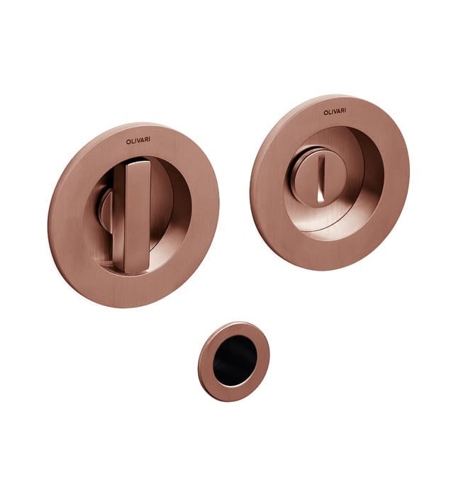 Recessed handle with copper lock Ø42