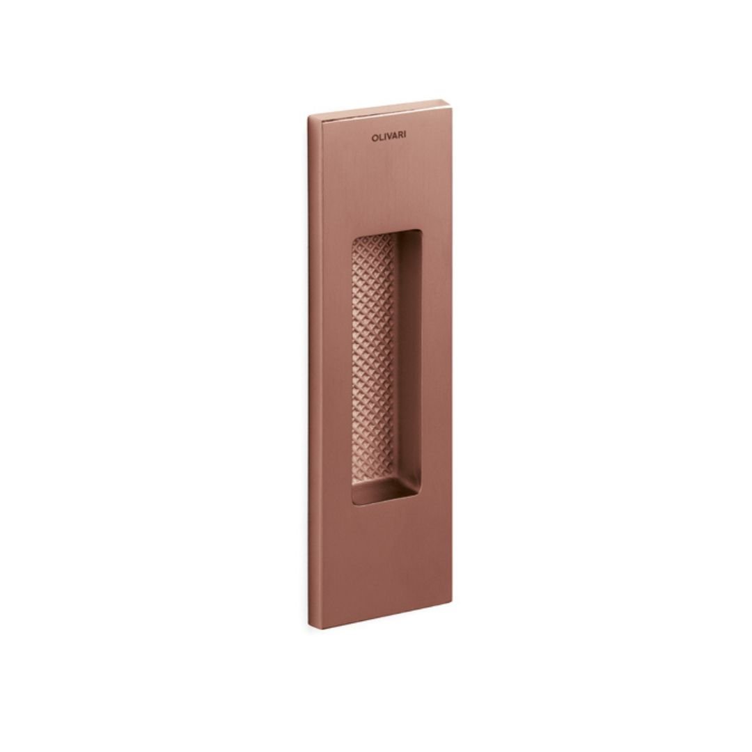 Rectangular copper flush-mounted handle 128x37