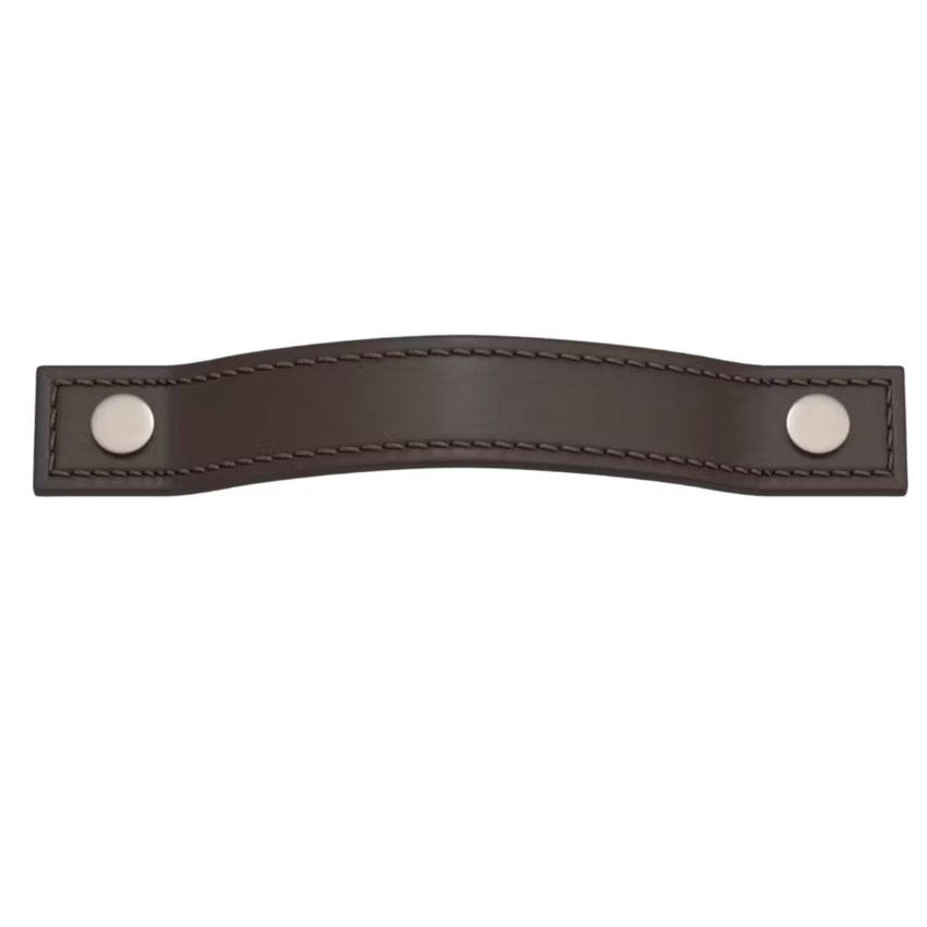 Poignée de meuble Henri Cuir Chocolat Coutures