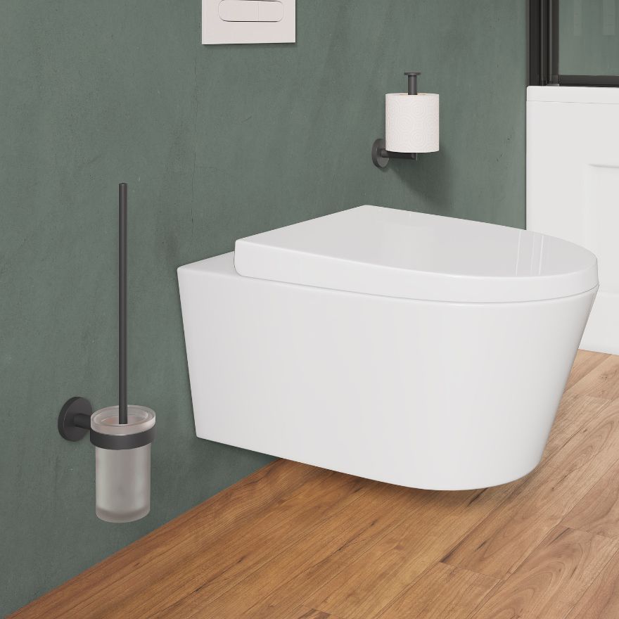 Brosse de toilettes murale Elvio Verre/Noir mat