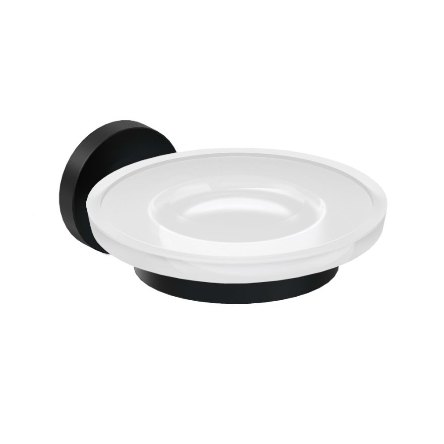 Porte-savon rond Elvio Verre / Noir mat