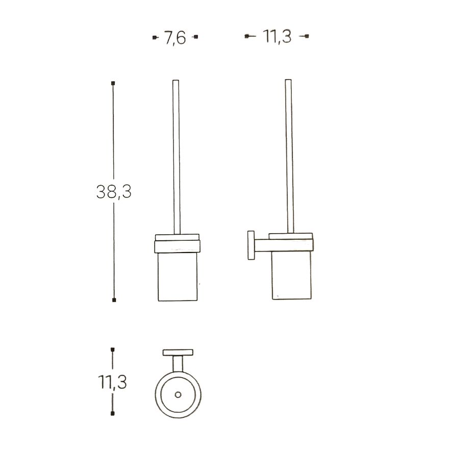 Brosse de toilettes murale Elvio Verre/Noir mat
