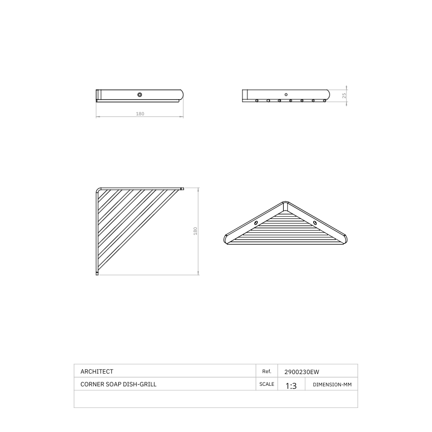 Porte-savon grille d'angle Erin Chrome brillant