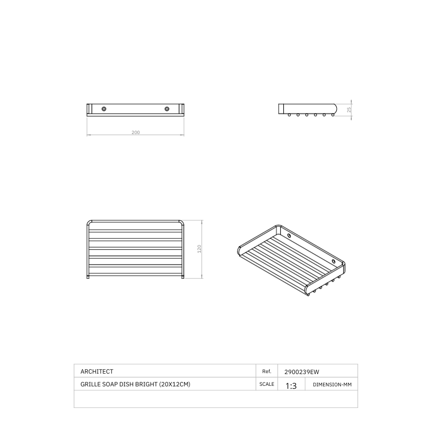 Porte-savon grille Erin Inox brillant