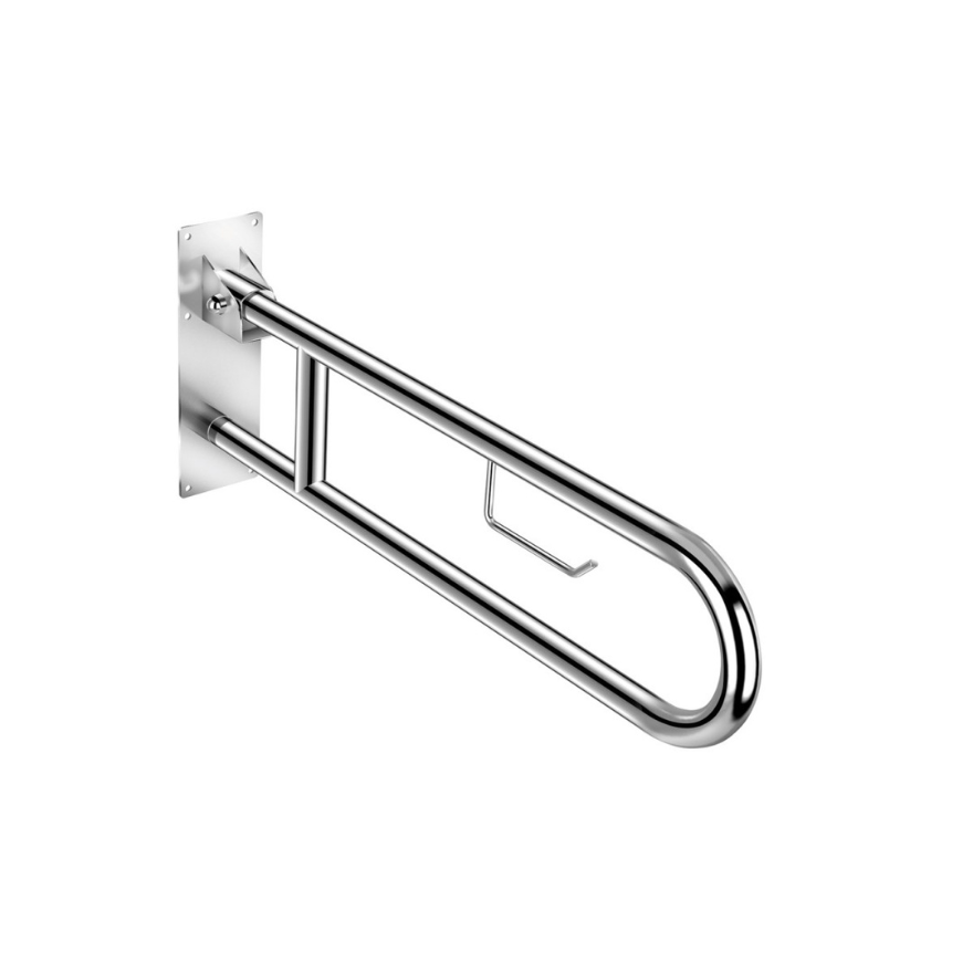 Barre d'appui relevable avec porte-rouleaux Erin Chrome brillant