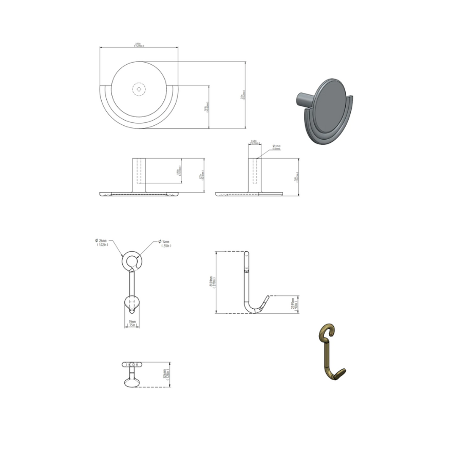 Patère murale Gentille Laiton