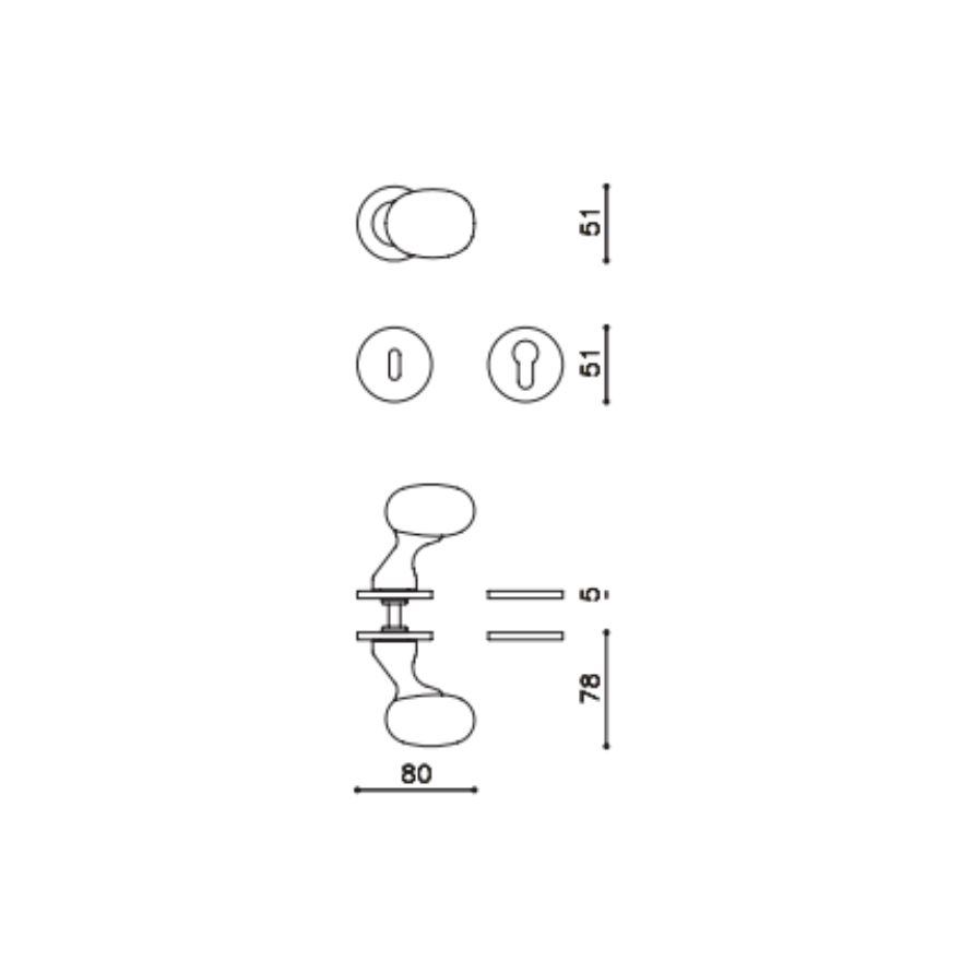 Paire de Poignées de Portes Dominioni